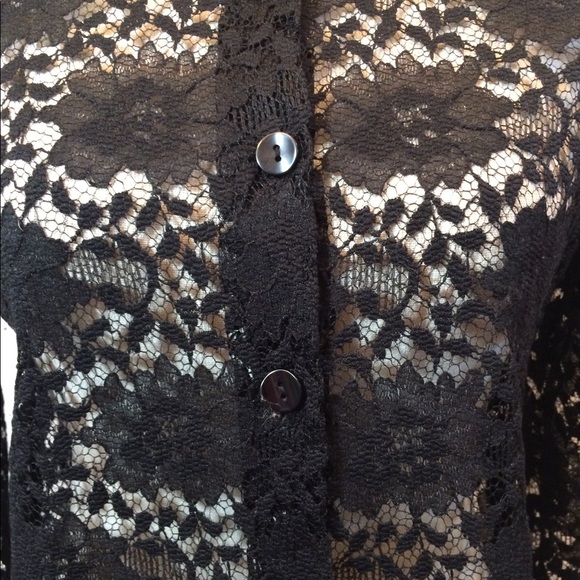 VTG AGB Black Lace Long Sleeve Work Date USA - Picture 3 of 4